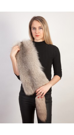 Grey sapphire fox fur scarf-collar